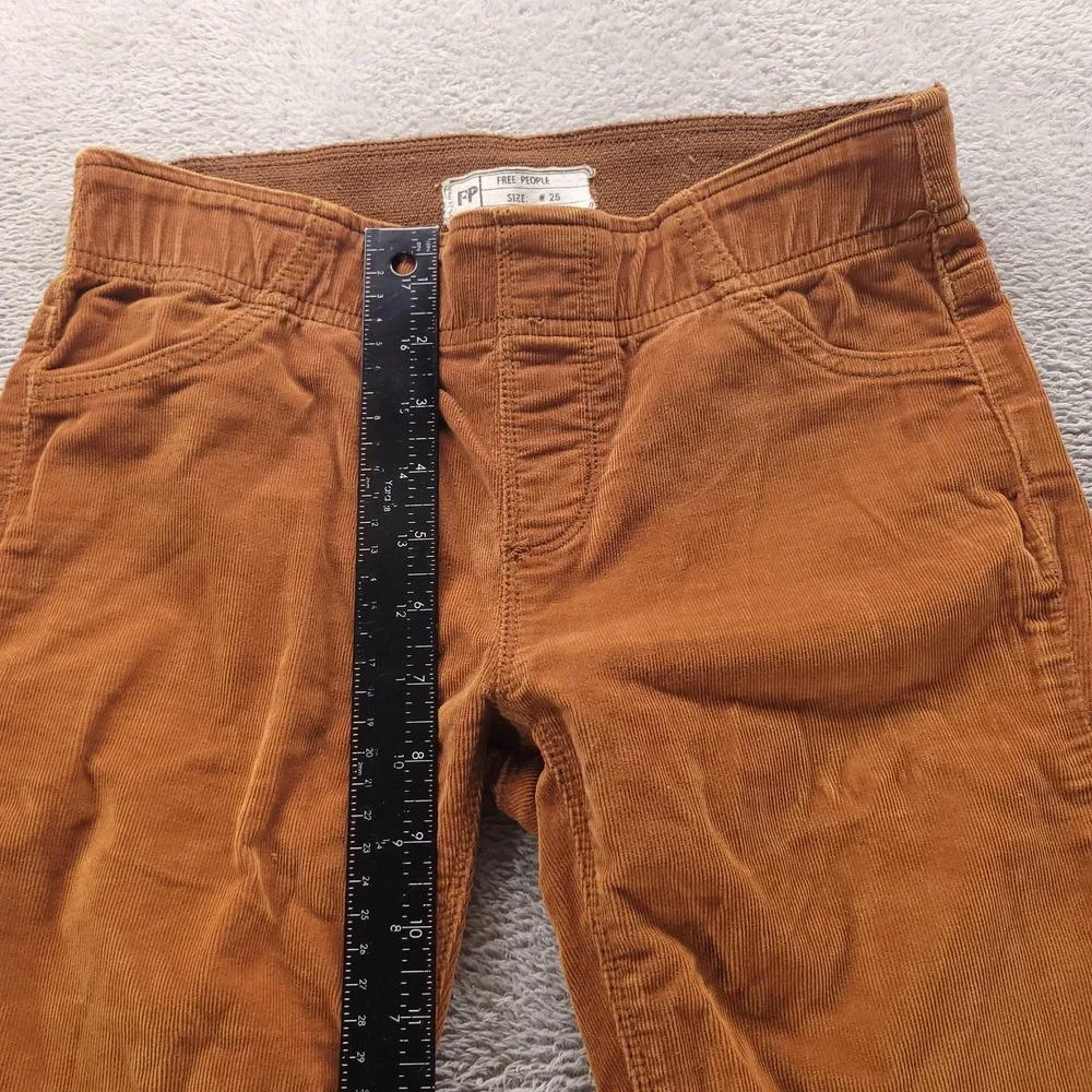 Free People Pants Womens 25 Orange Corduroy Flare Pull On Stretch Boho Hippie